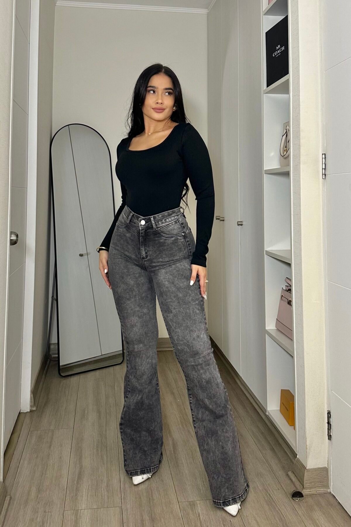 Jeans FLARE -Gris Curvy - PARADISE