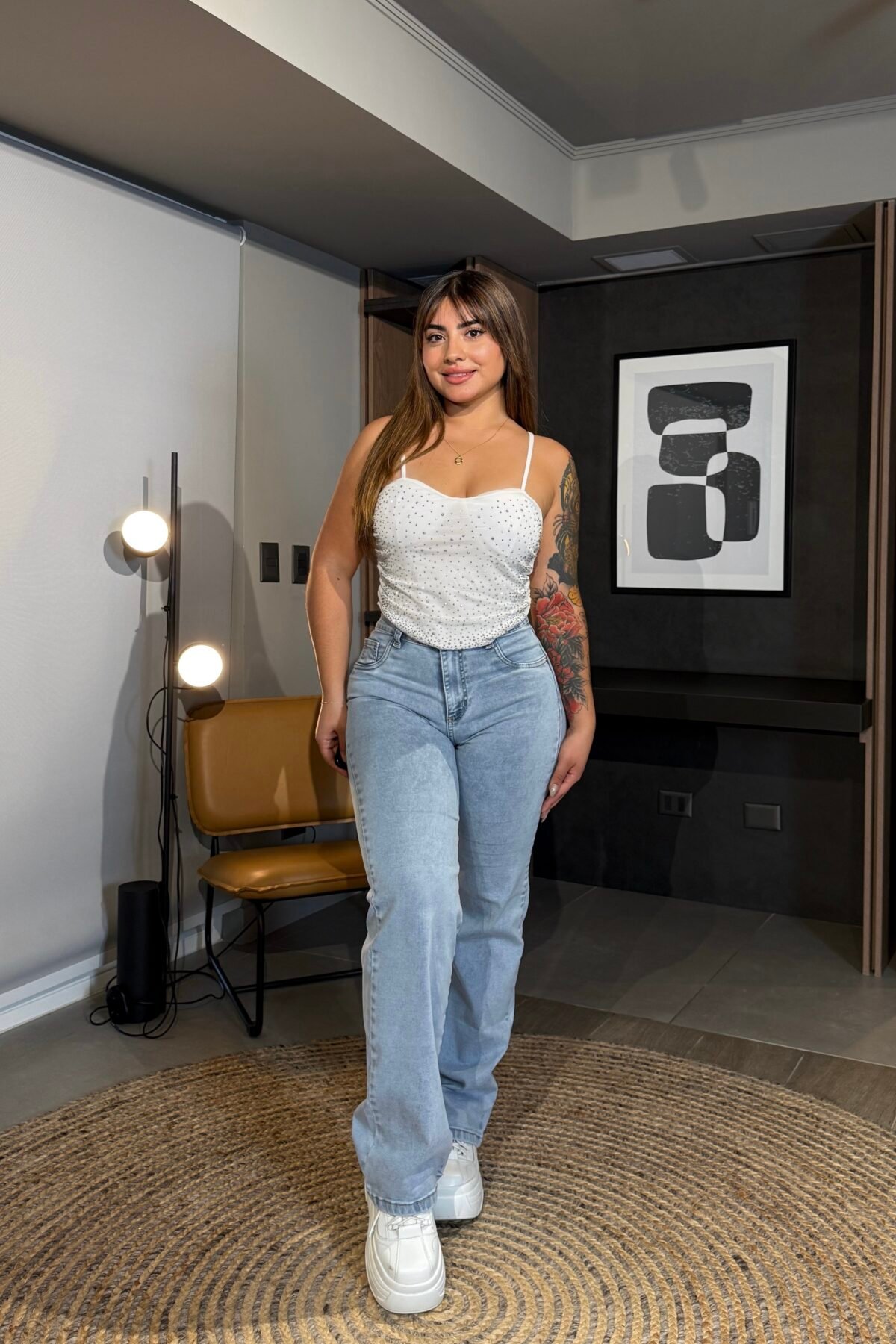 Jeans Wide Leg Celeste Básico – FORET | Tiro Alto, Push Up, Elasticado | Envíos a Chile