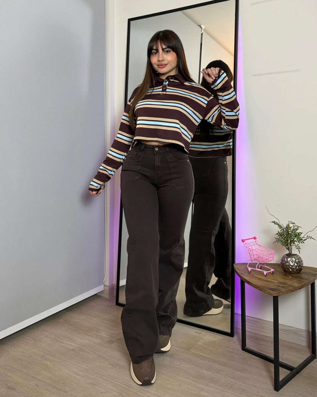 Jeans wide leg chocolate
