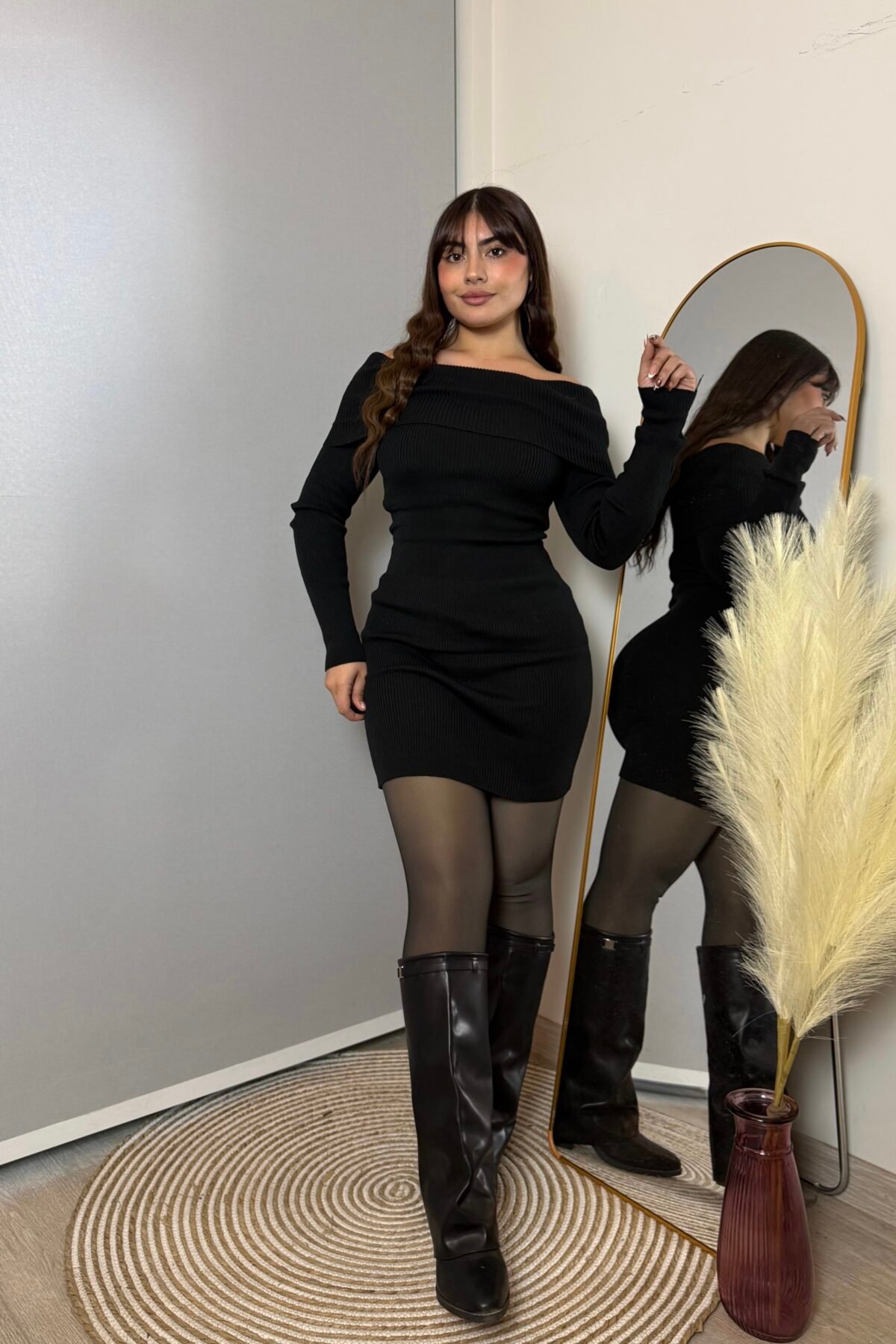 Vestido Cleopatra negro - Standar - Tela Rits - Sin hombros -LB-743